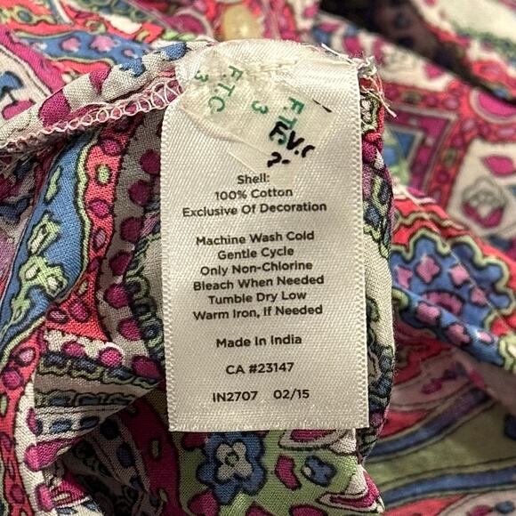 Talbots Top Sheer Lightweight Roll Tab Cottage Artsy Maximalist Button Up Medium - Picture 4 of 5